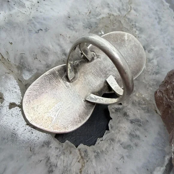 Vintage Silver Native American 2 Turquoise Split Shank Ring Size 7 For Women - Picture 7 of 10